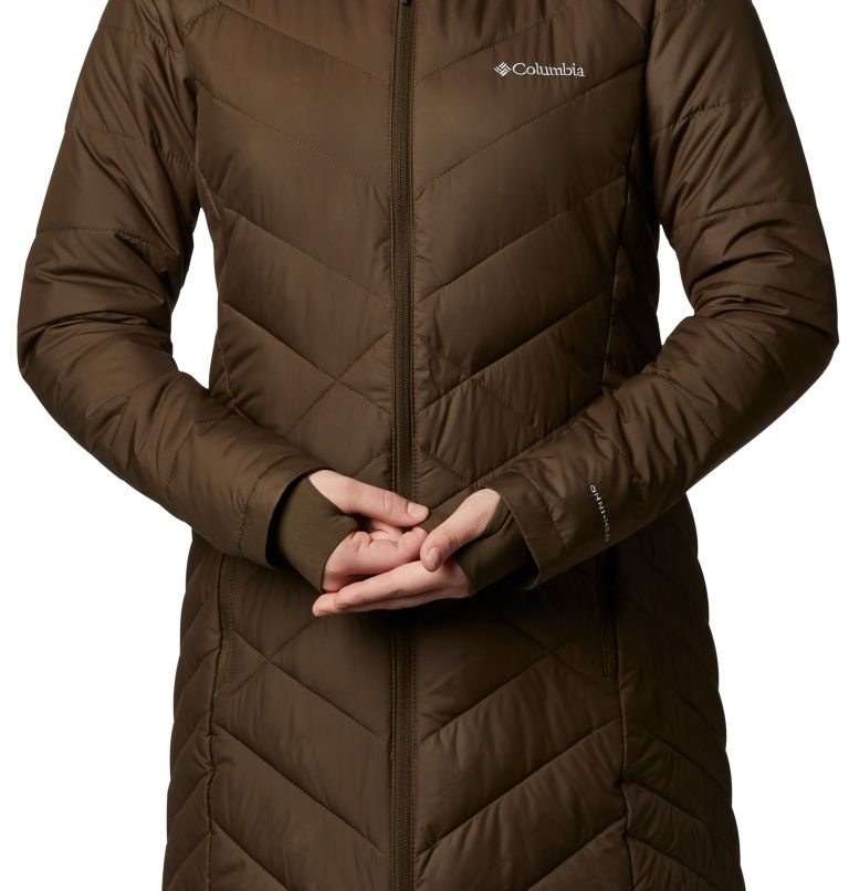 Women's Columbia Heavenly Long Hooded Jackets Dark Brown | CA-W10C4