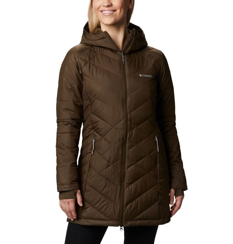 Women\'s Columbia Heavenly Long Hooded Jackets Dark Brown | CA-W10C4