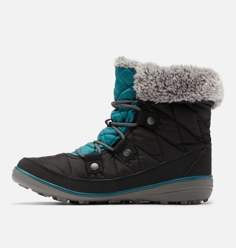 Women's Columbia Heavenly Shorty Omni-Heat Boots Black / Turquoise | CA-W38L1