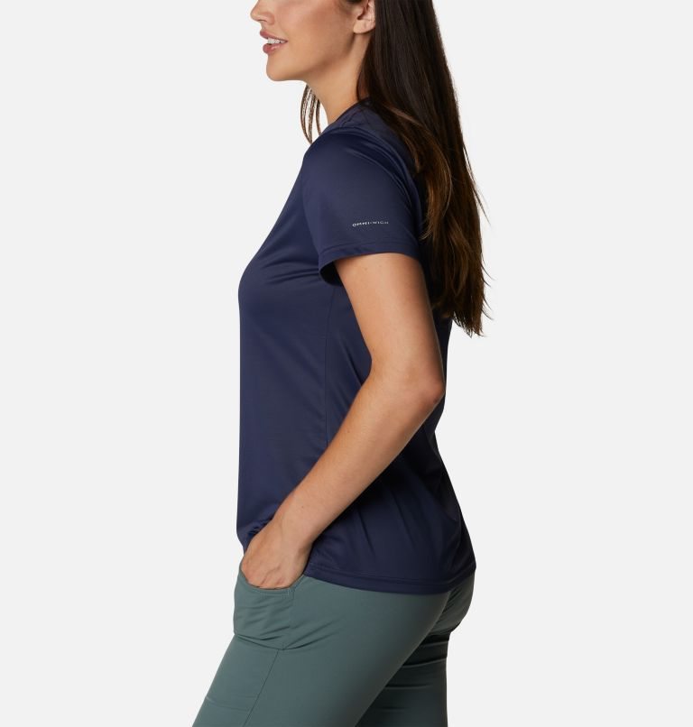 Women's Columbia Hike Crew T Shirts Navy | CA-C8603