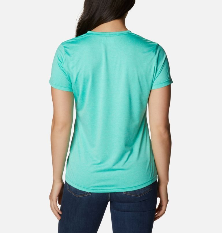 Women's Columbia Hike Short Sleeve V-Neck T Shirts Turquoise | CA-N16A8