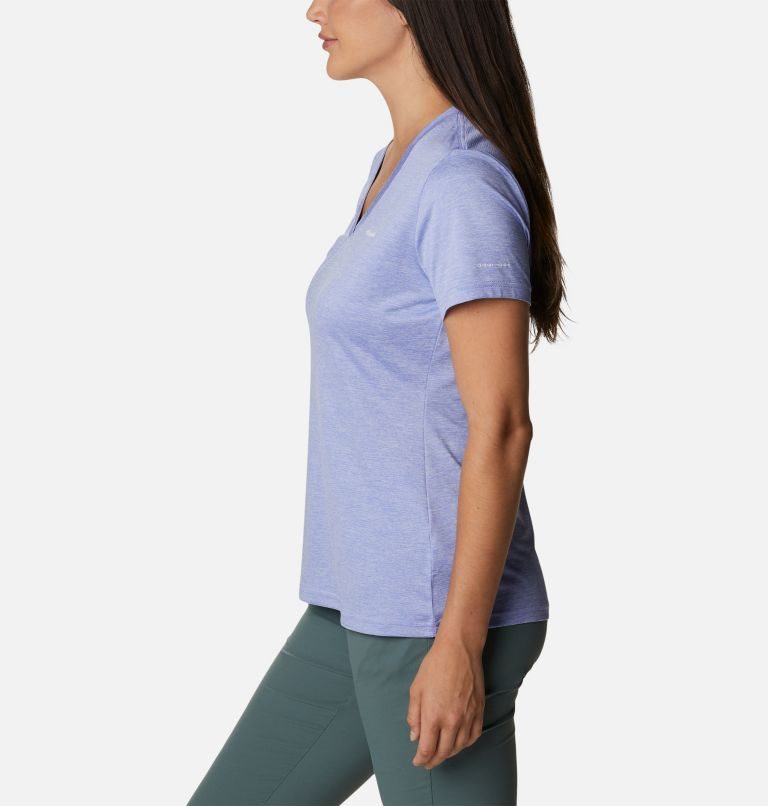 Women's Columbia Hike V-Neck T Shirts Lavender | CA-JA160