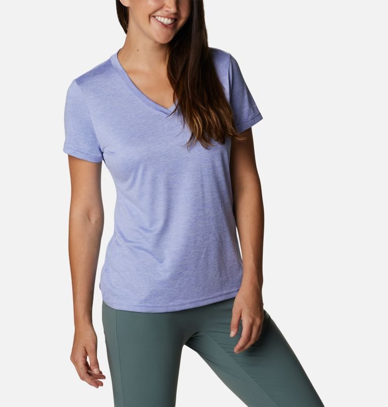 Women's Columbia Hike V-Neck T Shirts Lavender | CA-JA160