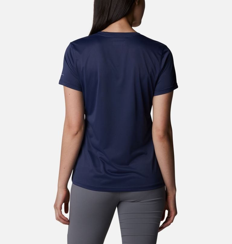 Women's Columbia Hike V-Neck T Shirts Navy | CA-Z5A04