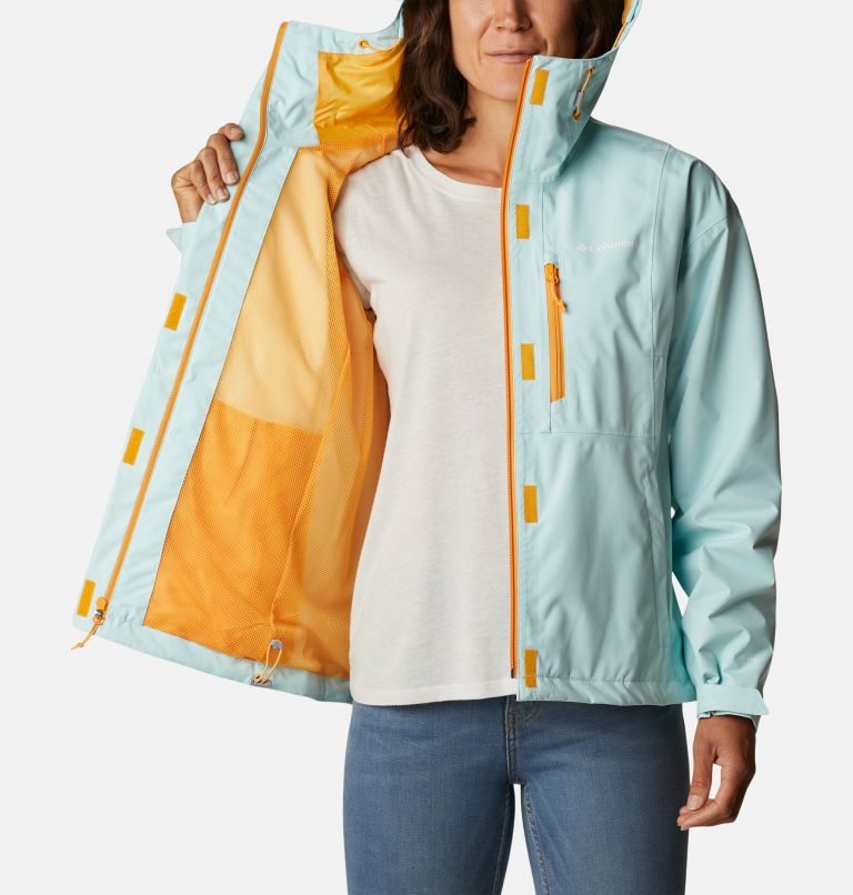 Women's Columbia Hikebound Rain Jackets Turquoise | CA-G4103