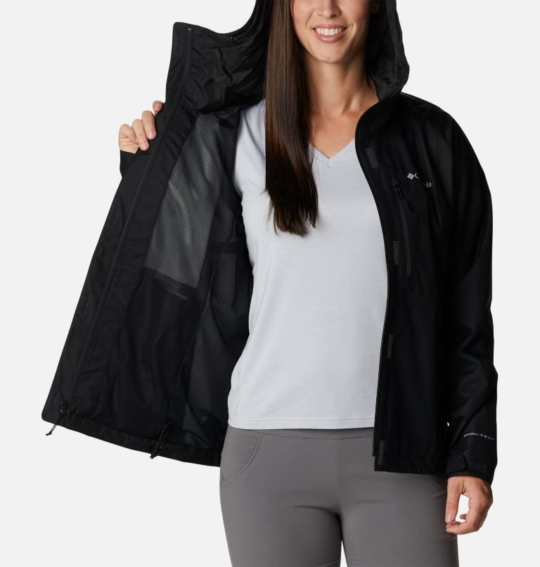 Women's Columbia Hikebound Rain Jackets Black | CA-PA43C