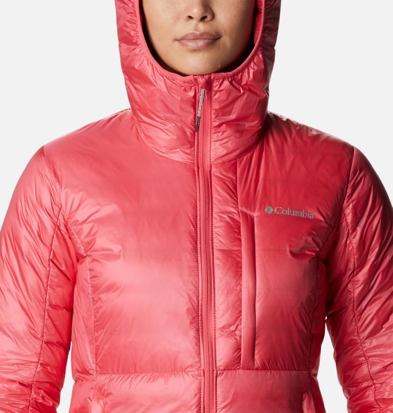 Women's Columbia Infinity Summit Omni-Heat Infinity Double Wall Hooded Down Jackets Pink | CA-F514L