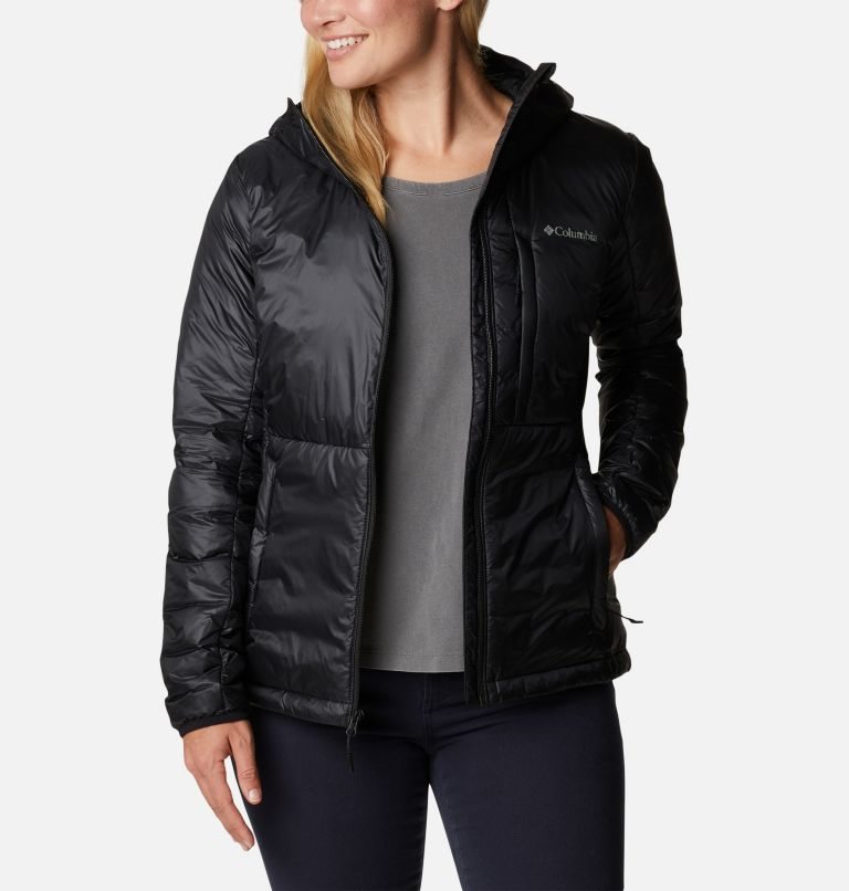 Women's Columbia Infinity Summit Omni-Heat Infinity Double Wall Hooded Down Jackets Black | CA-M43AL