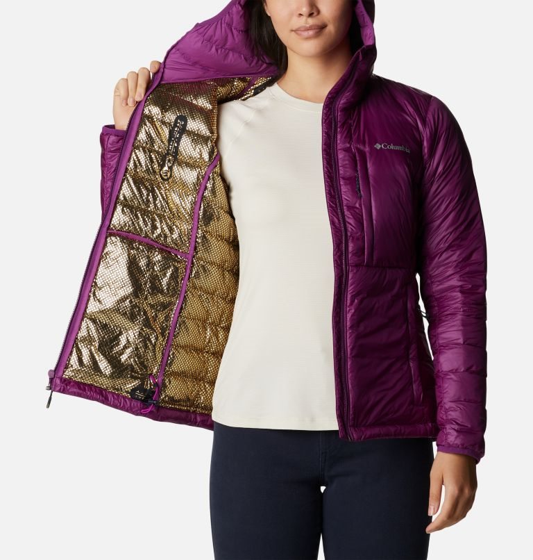 Women's Columbia Infinity Summit Omni-Heat Infinity Double Wall Hooded Down Jackets Purple | CA-RAL68