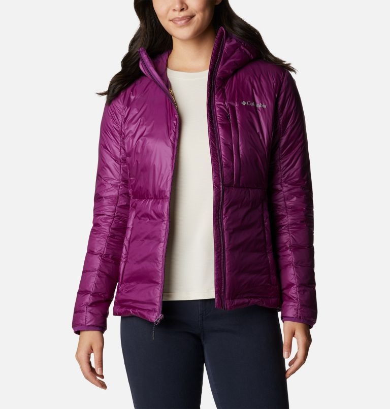 Women's Columbia Infinity Summit Omni-Heat Infinity Double Wall Hooded Down Jackets Purple | CA-RAL68