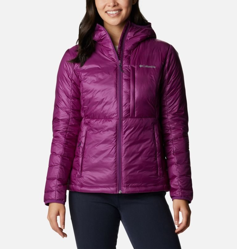 Women\'s Columbia Infinity Summit Omni-Heat Infinity Double Wall Hooded Down Jackets Purple | CA-RAL68