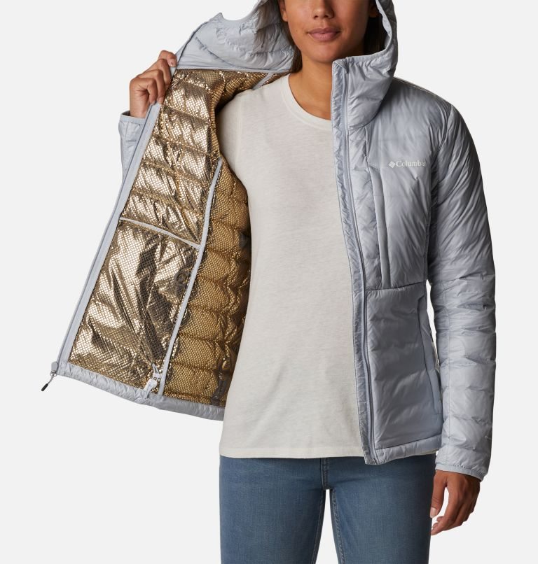 Women's Columbia Infinity Summit Omni-Heat Infinity Double Wall Hooded Down Jackets Grey | CA-WL15C