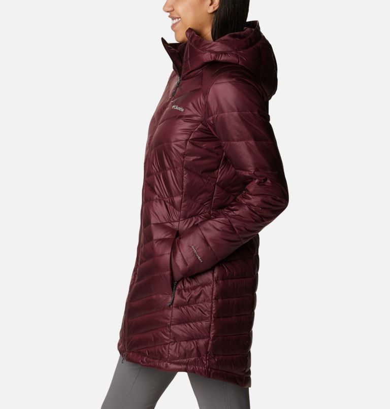 Women's Columbia Joy Peak Omni-Heat Infinity Mid Hooded Insulated Jackets Burgundy | CA-C3584