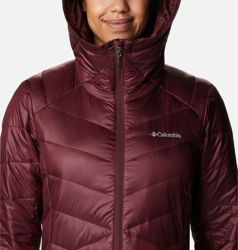 Women's Columbia Joy Peak Omni-Heat Infinity Mid Hooded Insulated Jackets Burgundy | CA-C3584