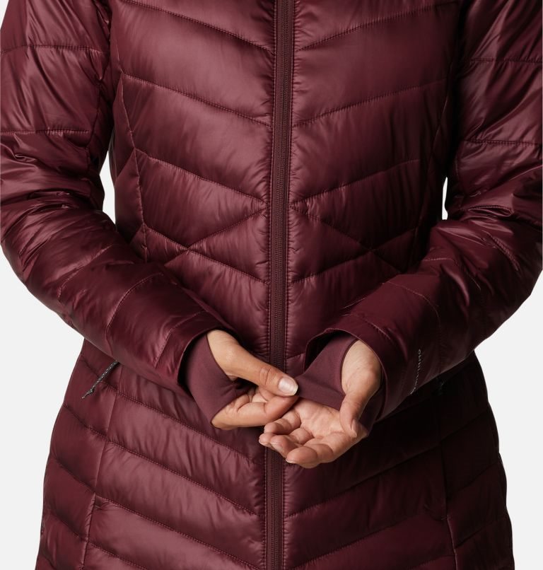 Women's Columbia Joy Peak Omni-Heat Infinity Mid Hooded Insulated Jackets Burgundy | CA-C3584