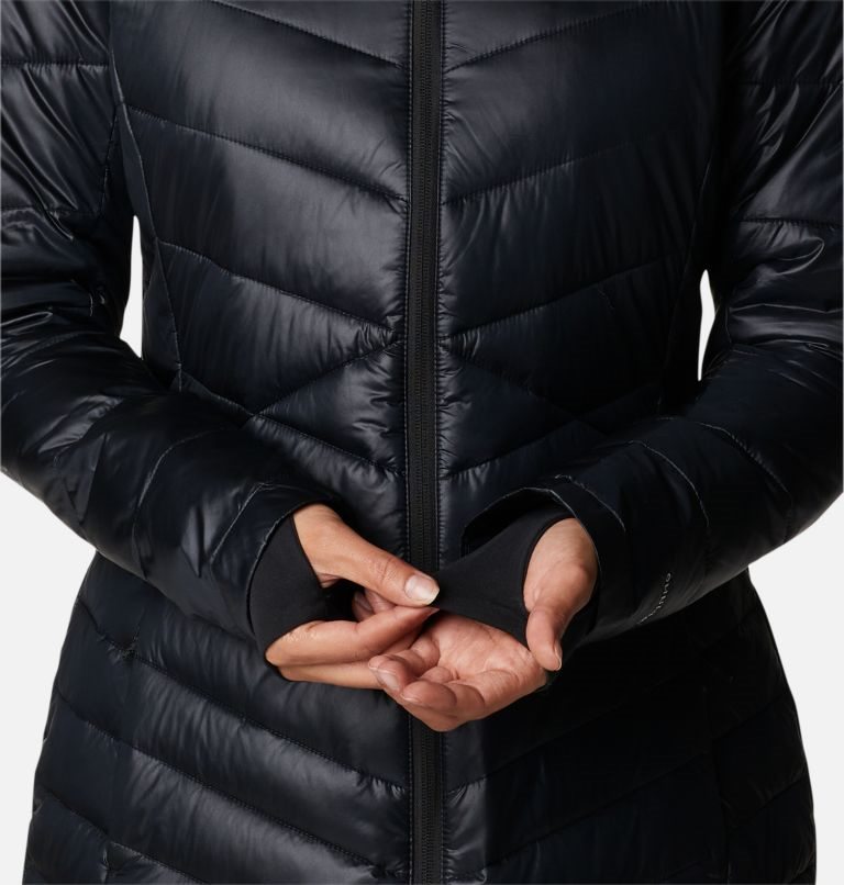 Women's Columbia Joy Peak Omni-Heat Infinity Mid Hooded Insulated Jackets Black | CA-E61CL