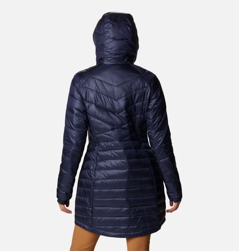 Women's Columbia Joy Peak Omni-Heat Infinity Mid Hooded Insulated Jackets Navy | CA-IA164