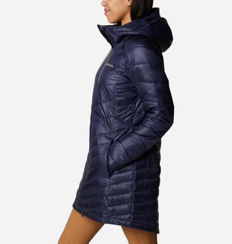 Women's Columbia Joy Peak Omni-Heat Infinity Mid Hooded Insulated Jackets Navy | CA-IA164