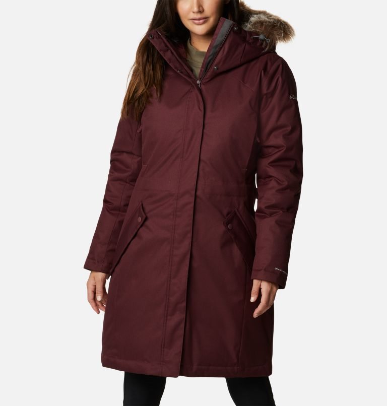 Women\'s Columbia Juniper Ridge Omni-Heat Infinity Down Parka Jackets Burgundy | CA-S51LA