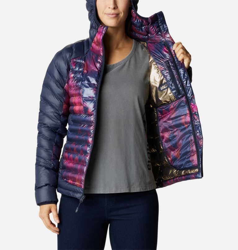 Women's Columbia Labyrinth Loop Omni-Heat Infinity Hooded Insulated Jackets Navy | CA-L4A53