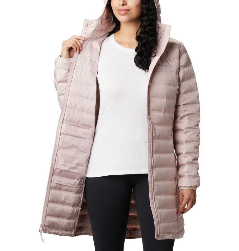 Women's Columbia Lake 22 Down Long Hooded Jackets Pink | CA-GA013