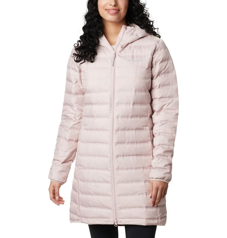 Women\'s Columbia Lake 22 Down Long Hooded Jackets Pink | CA-GA013