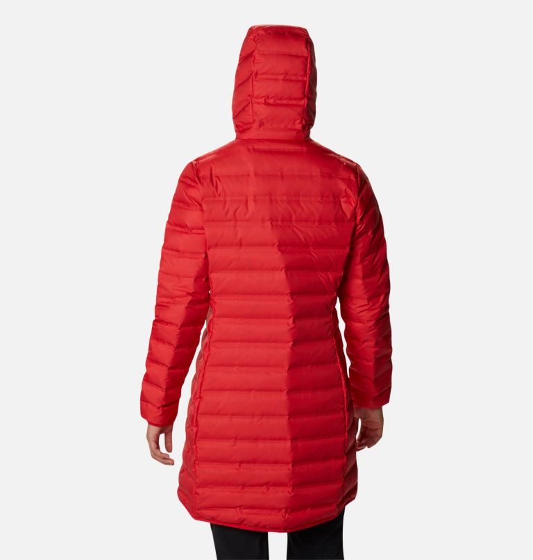 Women's Columbia Lake 22 Down Long Hooded Jackets Red | CA-P3L80