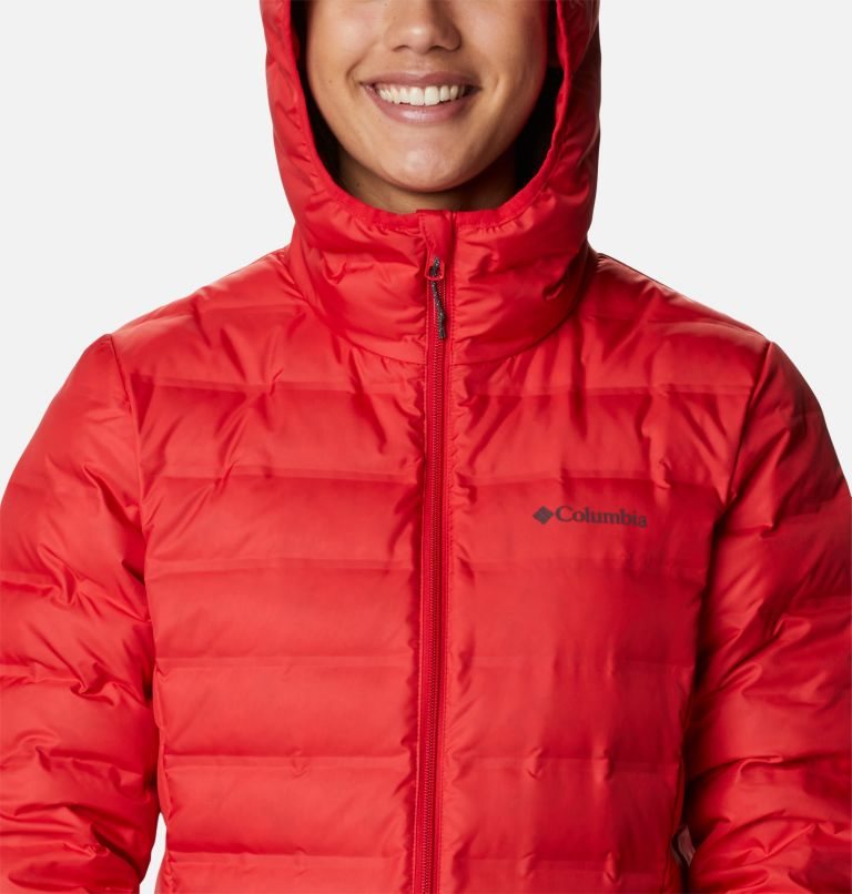 Women's Columbia Lake 22 Down Long Hooded Jackets Red | CA-P3L80