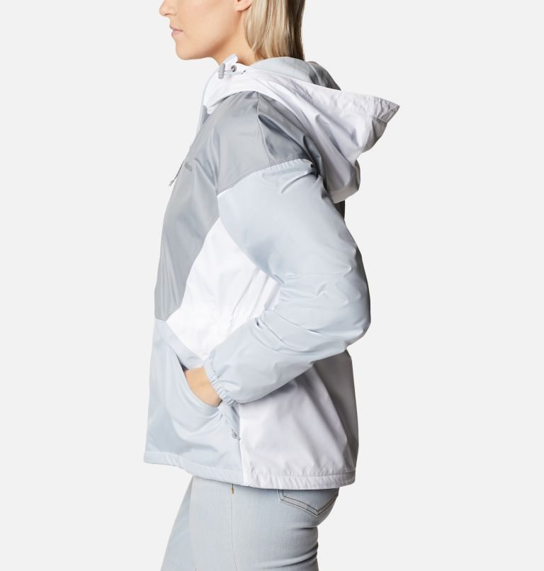 Women's Columbia Lime Rock Hill Windbreaker Jackets Grey / White | CA-L8C14