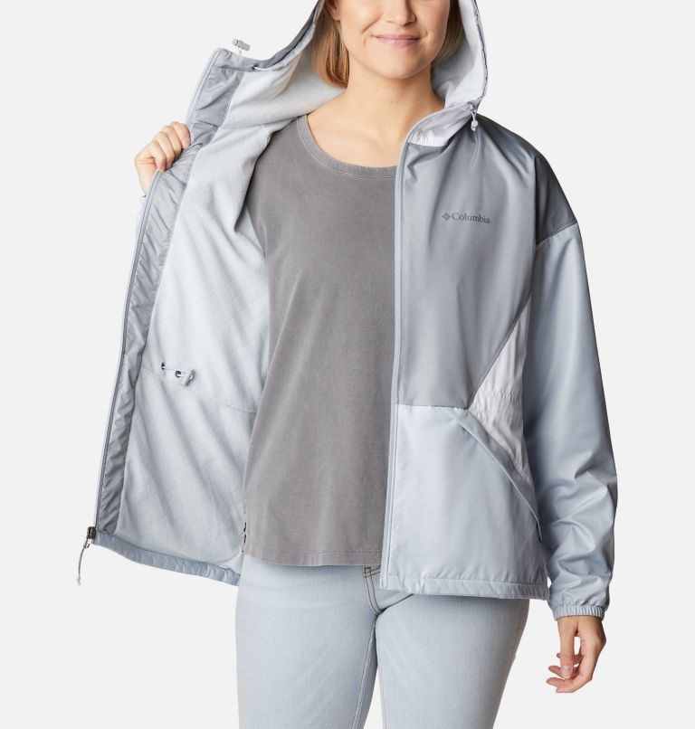 Women's Columbia Lime Rock Hill Windbreaker Jackets Grey / White | CA-L8C14