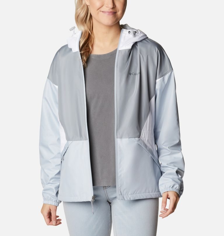 Women's Columbia Lime Rock Hill Windbreaker Jackets Grey / White | CA-L8C14