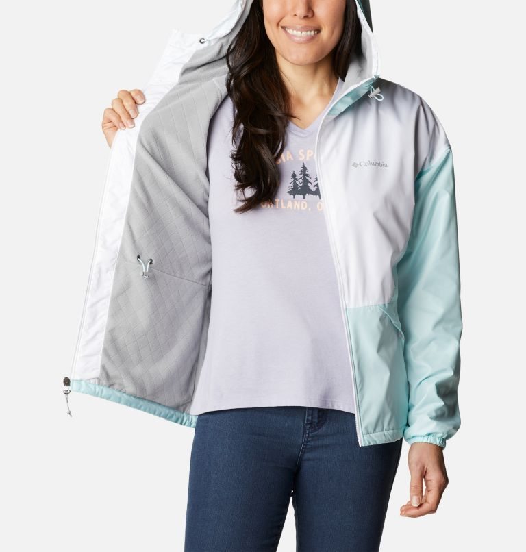 Women's Columbia Lime Rock Hill Windbreaker Jackets Mint / White | CA-M6A3L