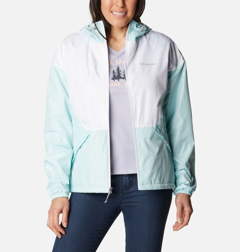 Women's Columbia Lime Rock Hill Windbreaker Jackets Mint / White | CA-M6A3L