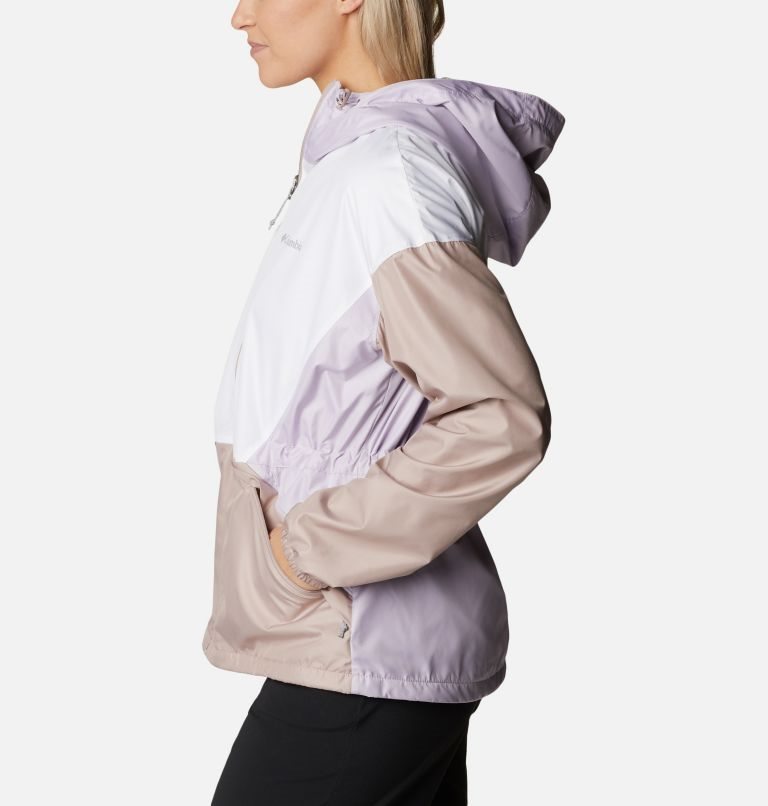 Women's Columbia Lime Rock Hill Windbreaker Jackets White / Brown | CA-YLC53