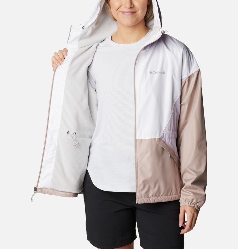 Women's Columbia Lime Rock Hill Windbreaker Jackets White / Brown | CA-YLC53