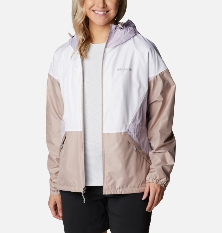 Women's Columbia Lime Rock Hill Windbreaker Jackets White / Brown | CA-YLC53