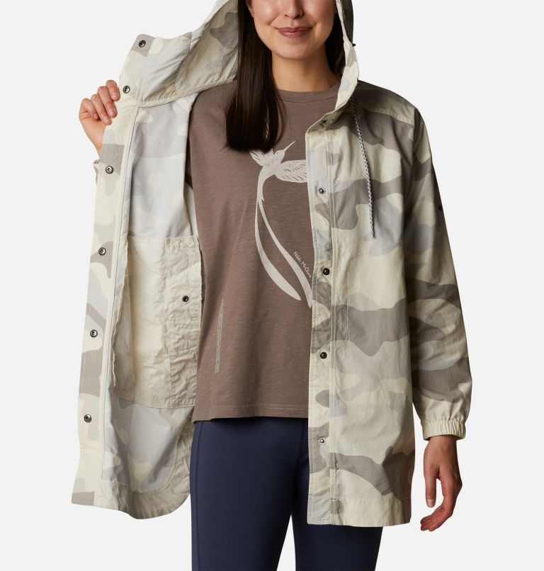 Women's Columbia Little Fields Printed Long Jackets Camo | CA-NL486