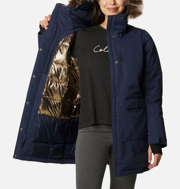 Women's Columbia Little Si Omni-Heat Infinity Insulated Parka Jackets Navy | CA-Z1A4L