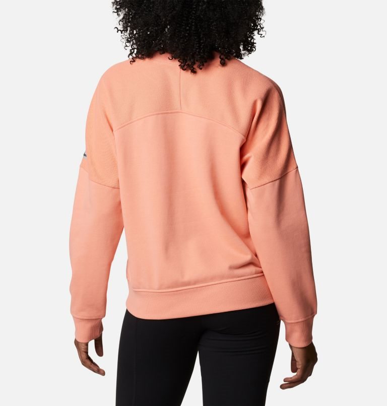 Women's Columbia Lodge French Terry Crew Sweatshirts Coral | CA-IA68C