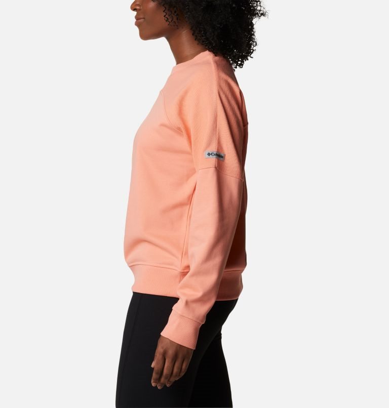 Women's Columbia Lodge French Terry Crew Sweatshirts Coral | CA-IA68C