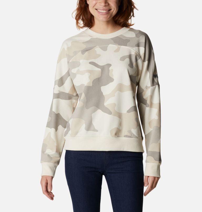 Women\'s Columbia Lodge French Terry Crew Sweatshirts Camo | CA-YLA54