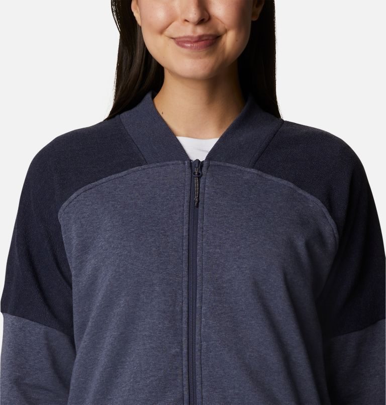 Women's Columbia Lodge French Terry Full Zip Jackets Navy | CA-A3A01