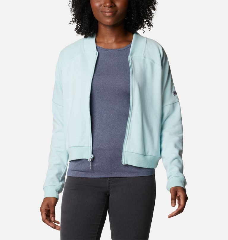 Women's Columbia Lodge French Terry Full Zip Jackets Turquoise | CA-EC403