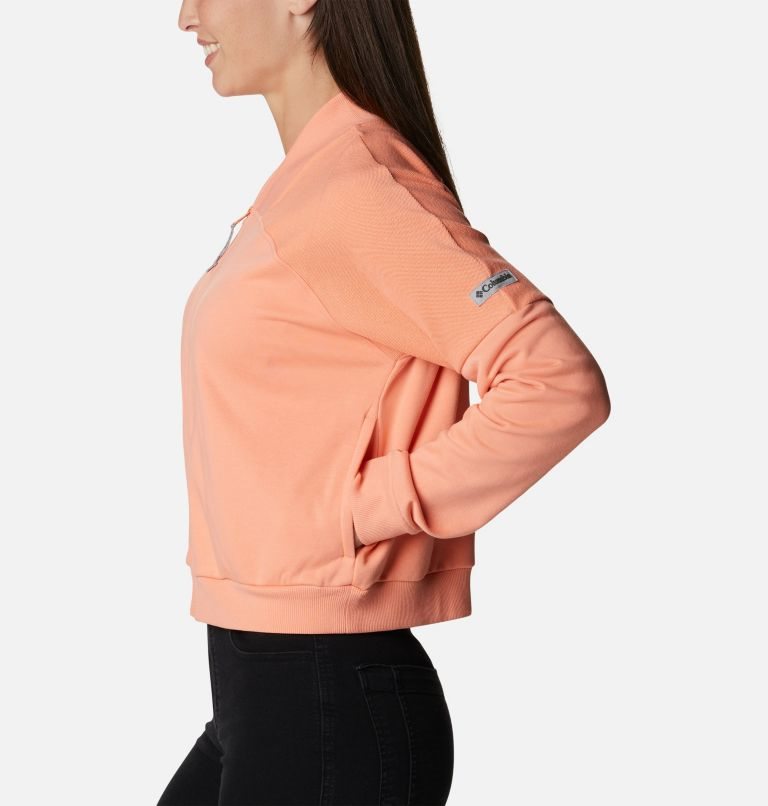 Women's Columbia Lodge French Terry Full Zip Jackets Coral | CA-W86A4