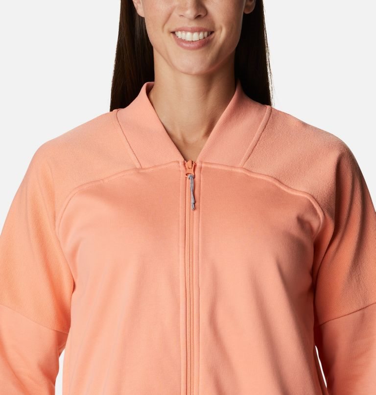 Women's Columbia Lodge French Terry Full Zip Jackets Coral | CA-W86A4