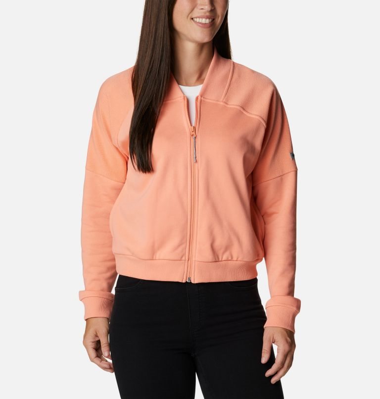 Women\'s Columbia Lodge French Terry Full Zip Jackets Coral | CA-W86A4