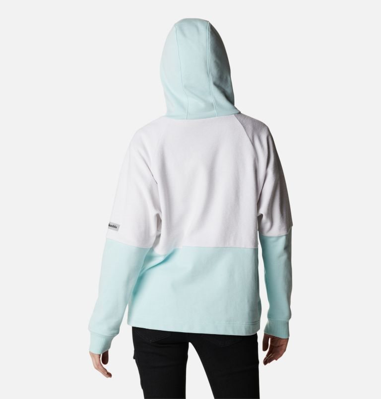 Women's Columbia Lodge French Terry Hooded Full-Zip Jackets White / Turquoise | CA-N64L0