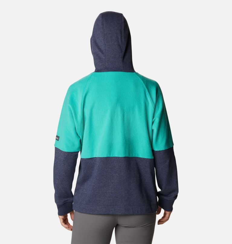 Women's Columbia Lodge French Terry Hooded Full-Zip Jackets Turquoise | CA-R13L6