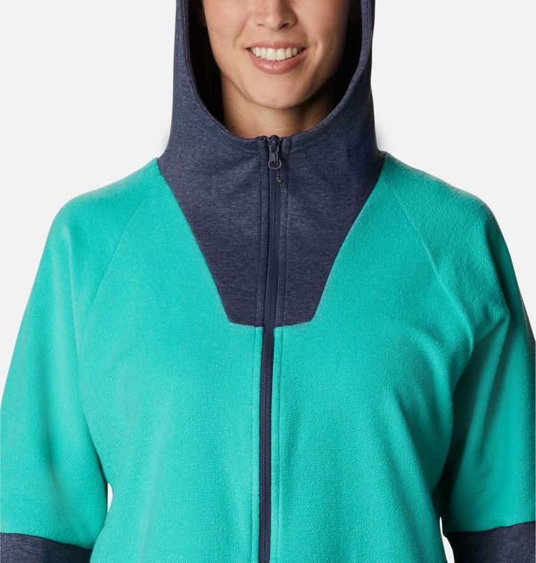 Women's Columbia Lodge French Terry Hooded Full-Zip Jackets Turquoise | CA-R13L6