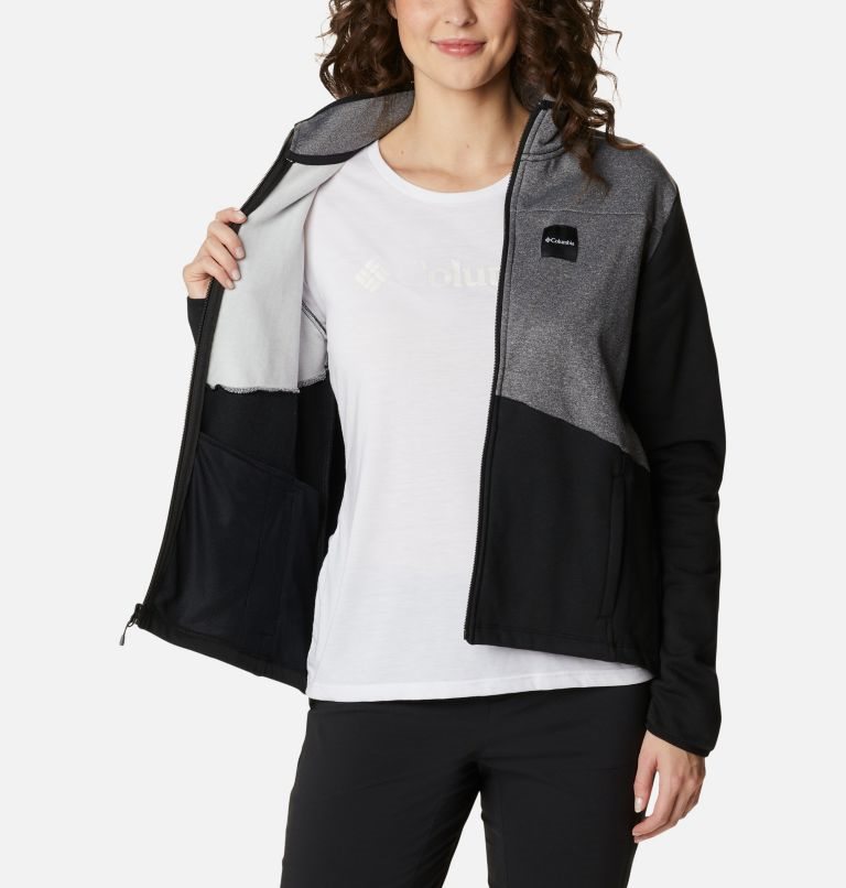 Women's Columbia Lodge Hybrid Full-Zip Jackets Black / Dark Grey | CA-L1L03